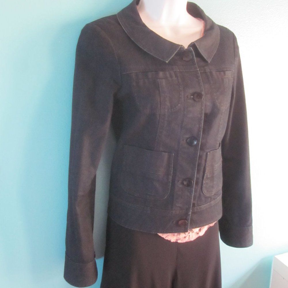 Theory Womens Size P / XS Dark Blue Cropped Denim Jeans Jacket